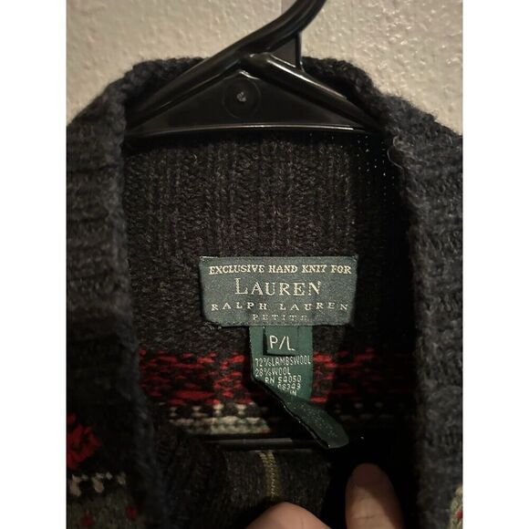 Lauren Ralph Lauren Hand Knit Sweater Womens Size Large Lambs Wool Fair Isle - Picture 4 of 8